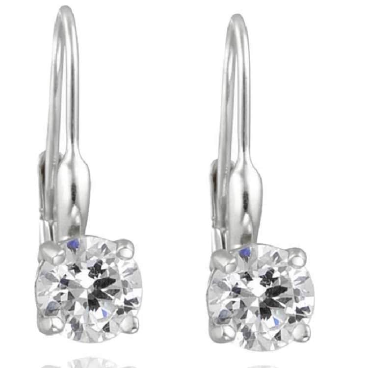 Bliss Diamond 5/8ct Lever Back Dangle Hoops White Gold Earrings Lab Grown