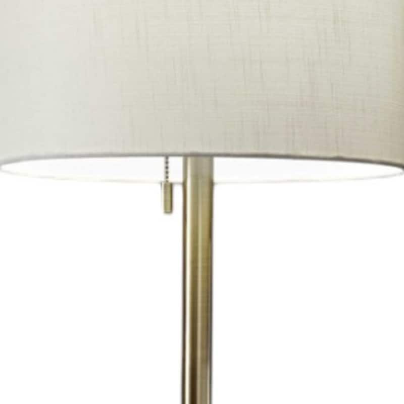 Metal Floor Lamp with White Fabric Cylinder Shade Pull Chain - 13” x 13” x 60.5” (D x W x H)