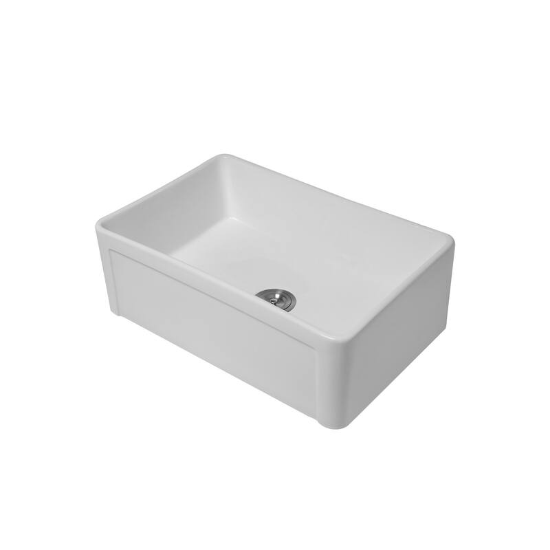 30'' Farmhouse Ceramic Single Bowl Kitchen Sink in White - 30'' x 20'' x 9''