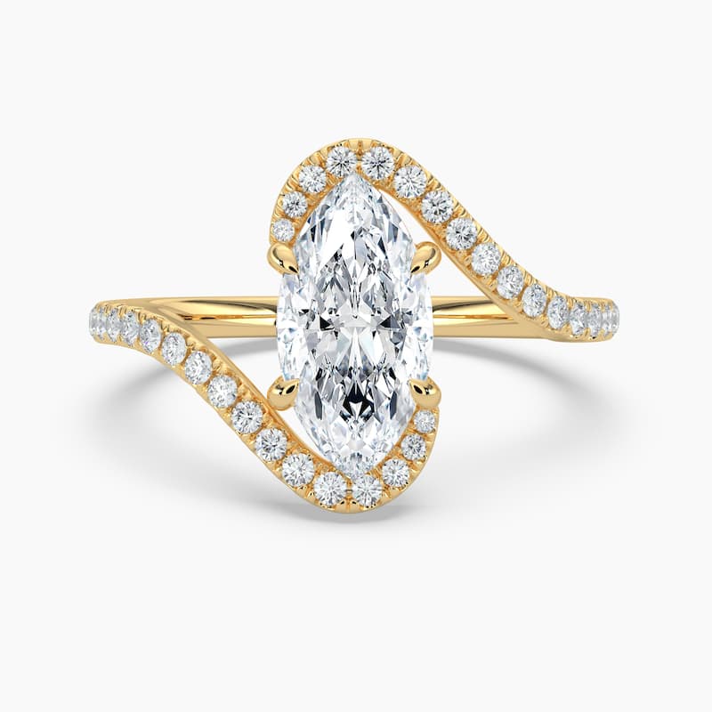 Auriya 14k Gold Marquise Lab Grown Diamond Bypass Engagement Ring 1.00 to 5.00 ct. tw. (F-G, VS) - 2.00 carats - Yellow - 7.5