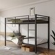 preview thumbnail 12 of 31, Twin Over Twin Metal Bunk Bed, Low Profile, Ladder, High Guardrail Black