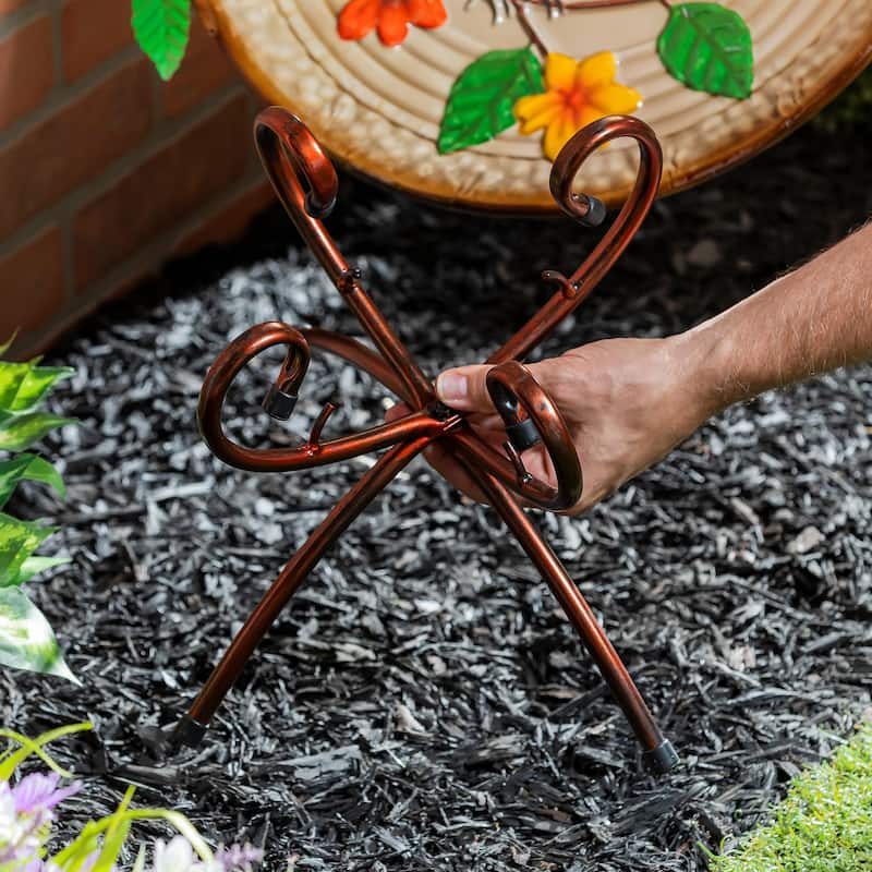 15" Metal Copper Convertible Bird Bath Stand
