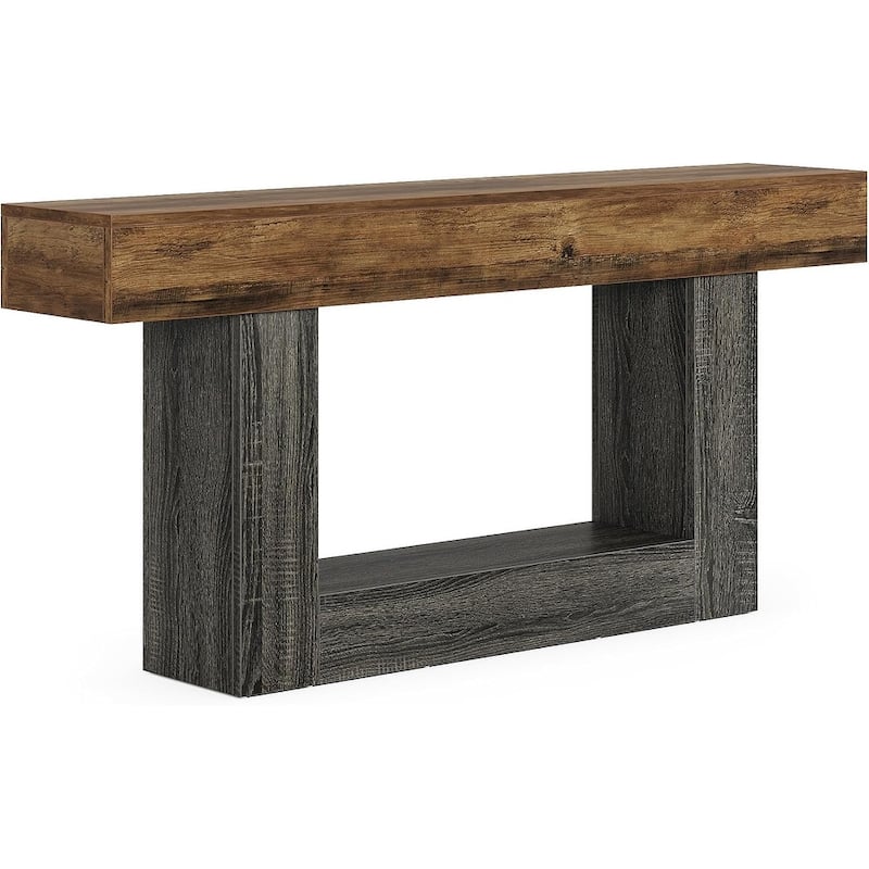 Anmytek Farmhouse Console Table,Wooden Rectangular Sofa Table Behind Couch for Entrance