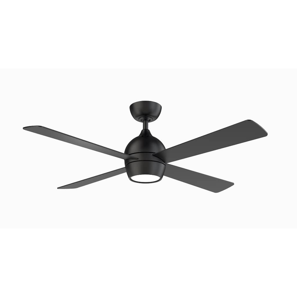 Fanimation Kwad 52 inch Indoor Ceiling Fan with LED Light Kit and Remote - Black