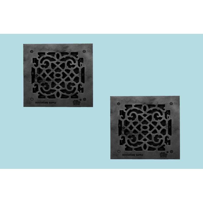 Black Air Vent Registers, Grilles & Vents 10" X 10" Cast Aluminum Vent Register (Set of 2) Renovators Supply