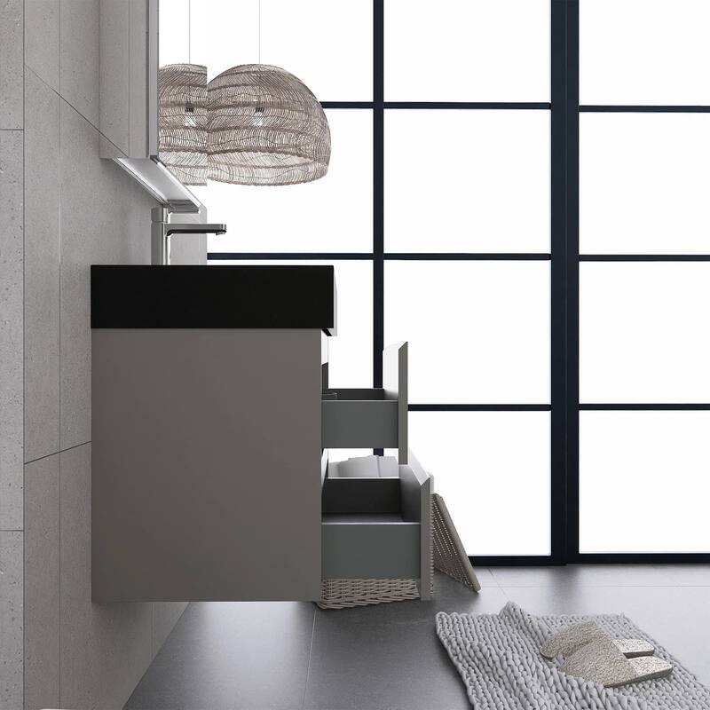 Single Sink Floating Bath Vanity in with Solid Surface Top