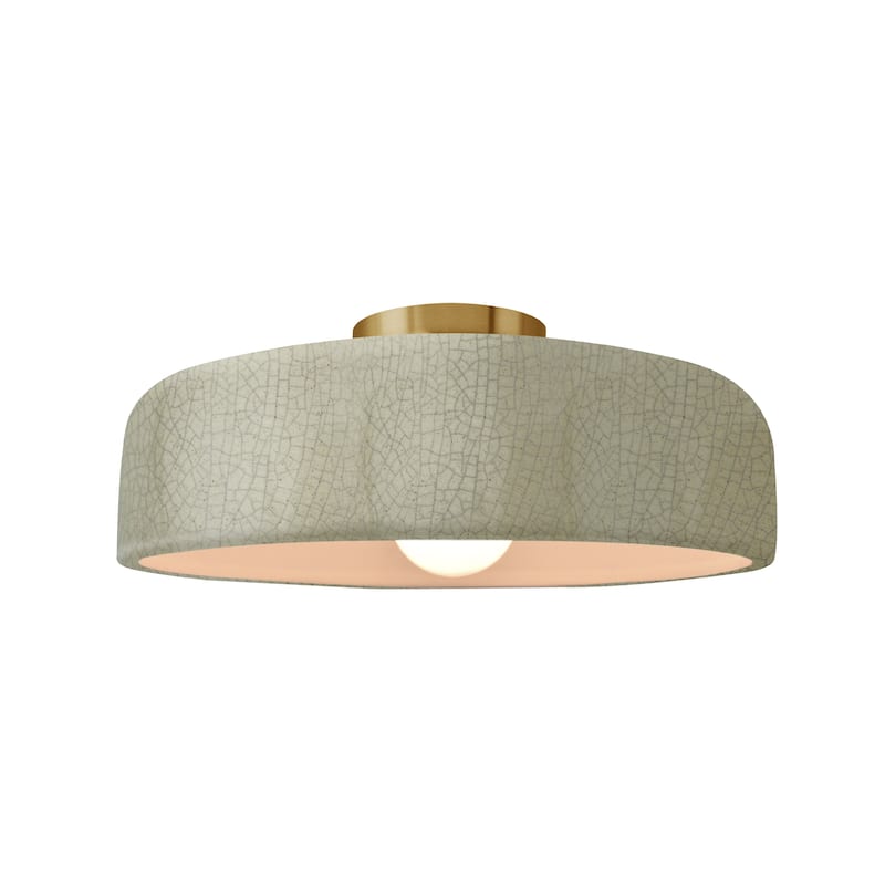 Justice Design Radiance - Medium Spire Semi-Flush Light - Brushed Brass/Celadon Green Crackle