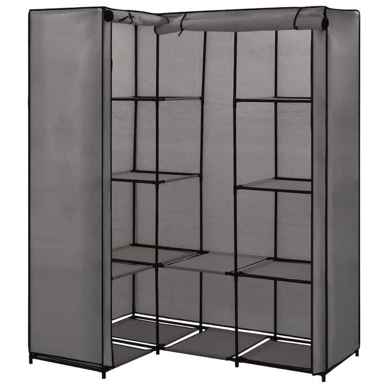 vidaXL Closet Corner Wardrobe Bedroom Closet Freestanding Clothing Rack Rail - 51.2" x 34.3" x 66.5"