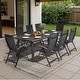 preview thumbnail 16 of 39, 9/11/13-Piece Luxury Outdoor Dining Set All-Weather Aluminum Patio Furniture Foldable Chairs 9PC-82.7in - Black