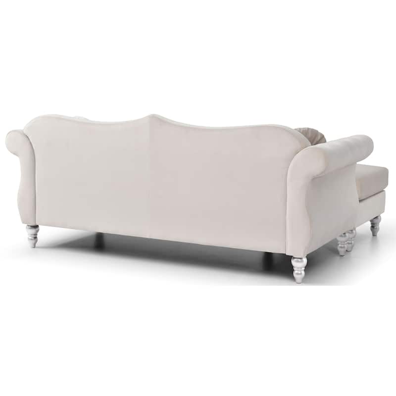 Hollywood Velvet Sofa with Reversible Chaise