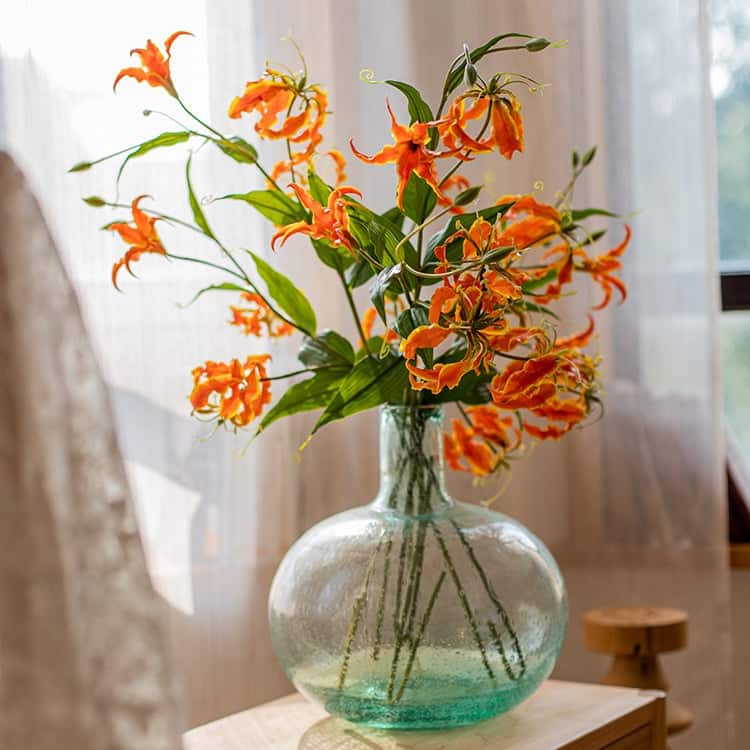 RusticReach Silk Flower Flame Lily Stem 29" Tall