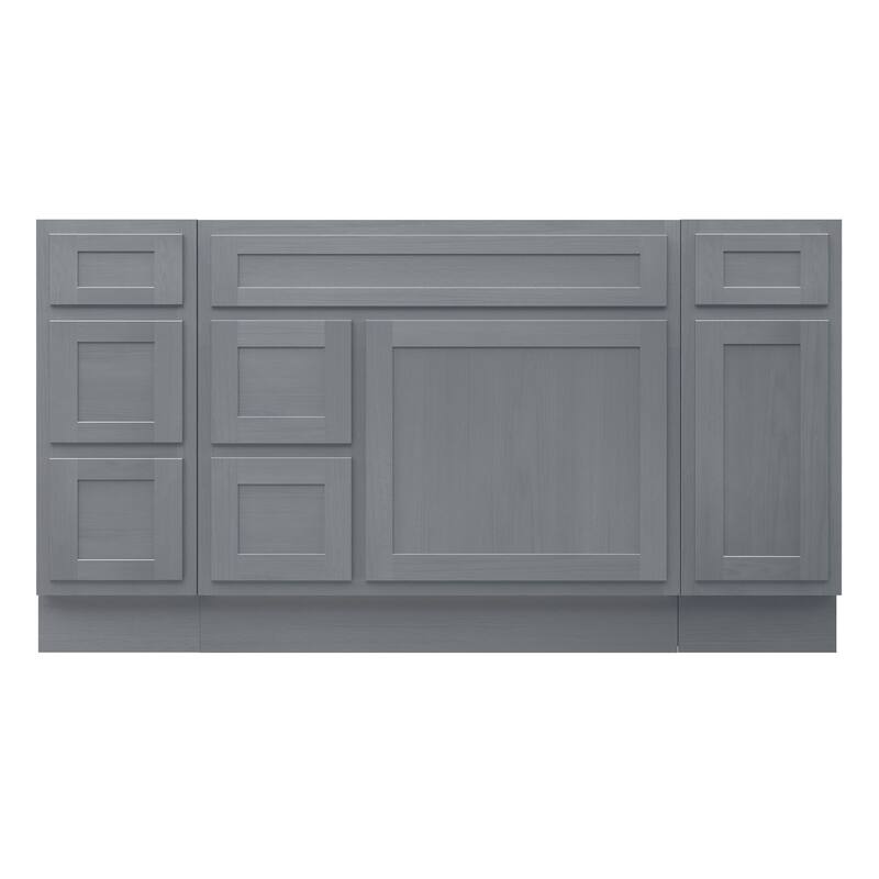 Vanity Art 60" Oak Freestanding Bathroom Vanity Cabinet without Top