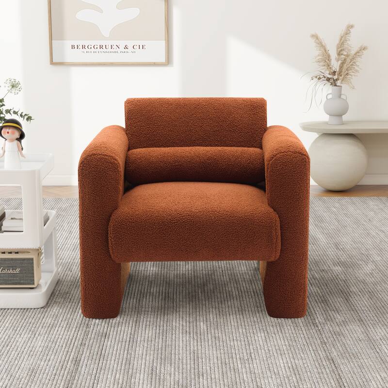 Modern ArmChair Sherpa Fabric Upholstered Accent Chair