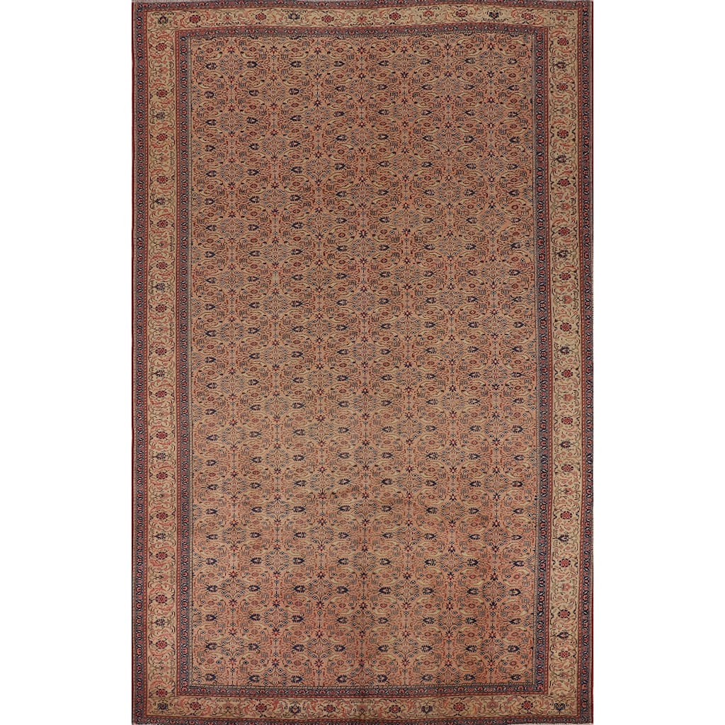 All-Over Floral Anatolian Turkish Vintage Rug Handmade Wool Carpet - 8'4" X 12'2"