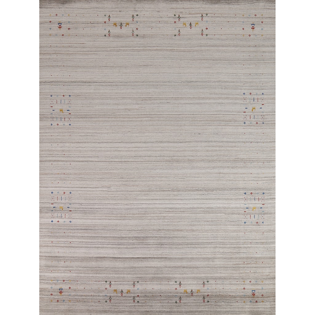 Little Animals Gabbeh Oriental Area Rug Hand-Knotted Wool Carpet - 8'0" x 9'8"