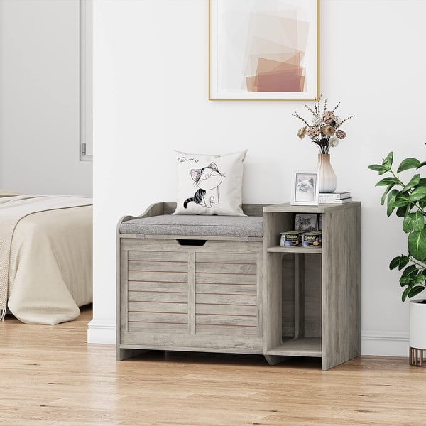 Picture of Cat Litter Box Furniture Wood Litter Box Enclosure Pet Crate - 33.8