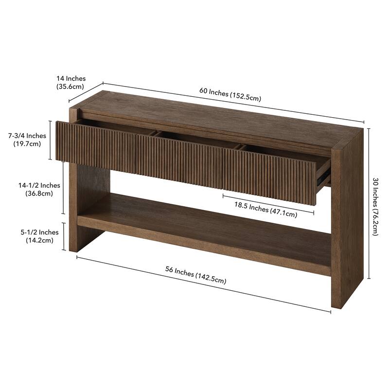 Manzanita 60" Wide Rectangular Solid Wood Fluted Console Table - 60" Wide