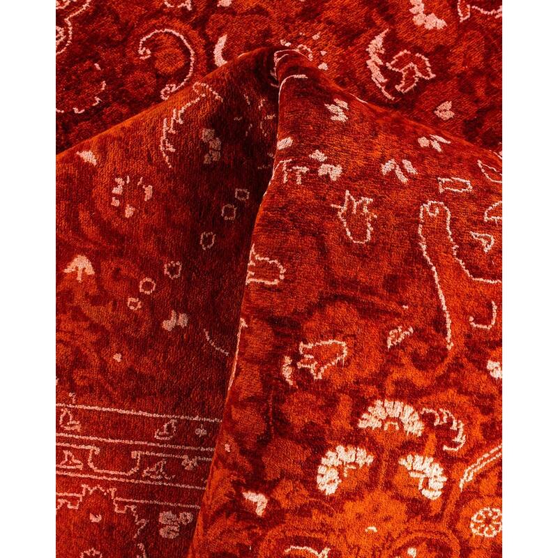 Fine Vibrance One-of-a-Kind Hand-Knotted Area Rug - Orange, 6' 1" x 9' 0" - 6' 1" x 9' 0"