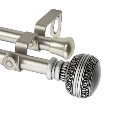 Double Curtain Rod Antique Brass 66-120 Inch, Metal Window Curtain Rods with Finials - 120