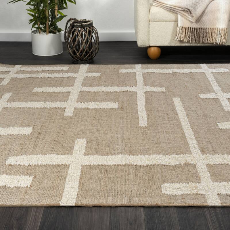 Sevita Natural/Ivory Contemporary Abstract Area Rug