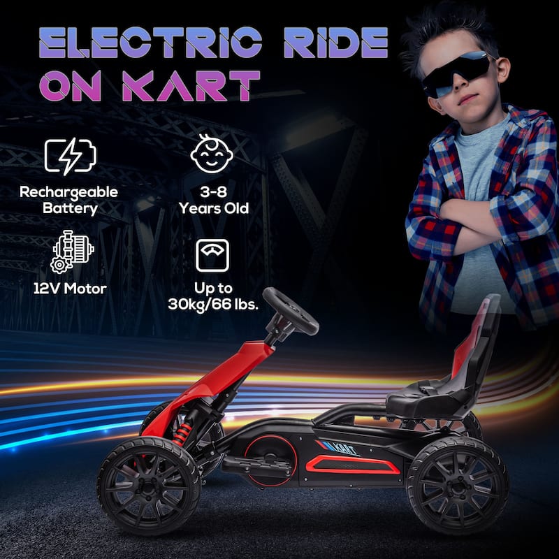 Go Kart for Kids with Seat Belt and Backrest, Realistic Ride on Motor Vehicle Toy, Battery Powered Drifting Vehicle