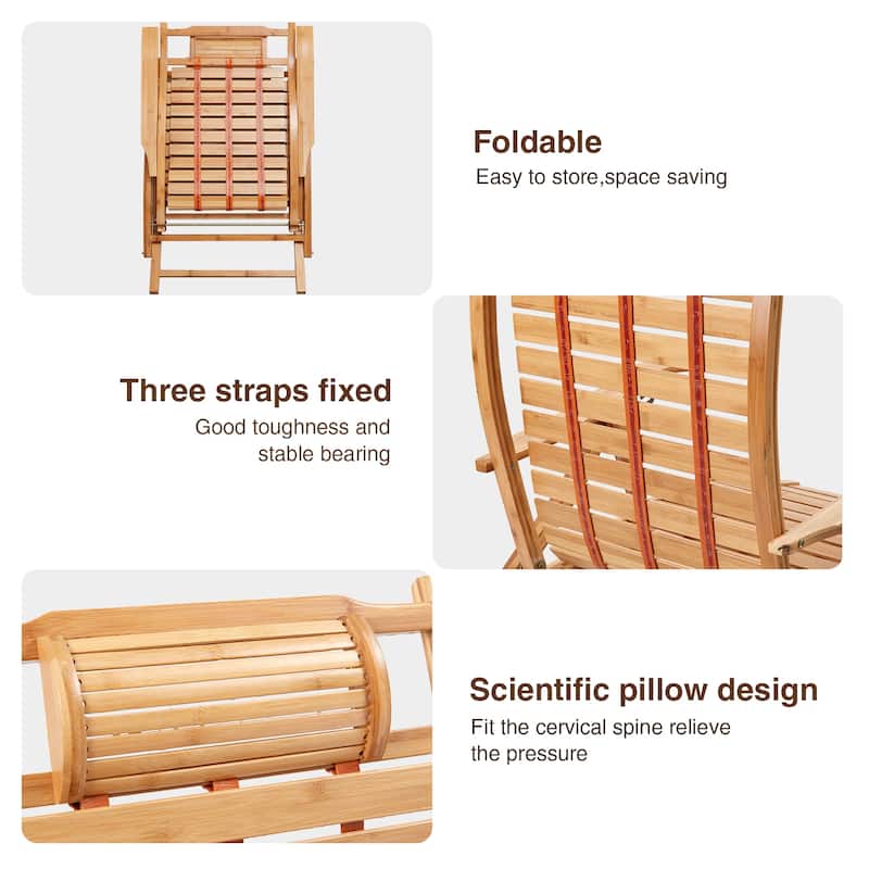 Bamboo Rocking Chairs Sun Lounger Chairs Recliners Outdoor - 66 in. x 21 in.x 24 in.