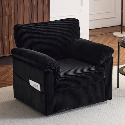 33 Inch Oversized Swivel Chenille Lounge Chair - Comfortable Rotatable Single Sofa Chair for Small Spaces