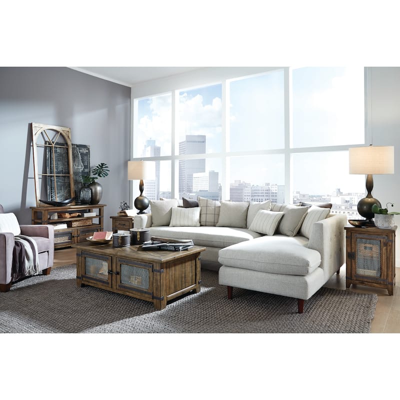 Magnussen Home Chesterfield Farmhouse Timber Rectangular Sofa Table - 50''W x 17''D x 29''H