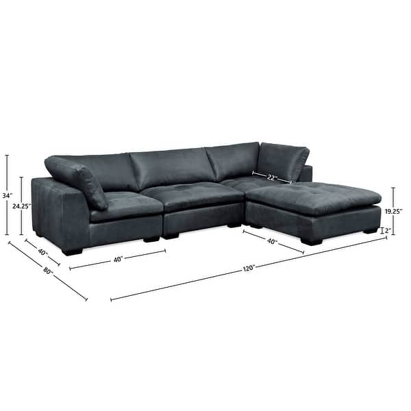 Uptown Top Grain Leather Sectional with Ottoman