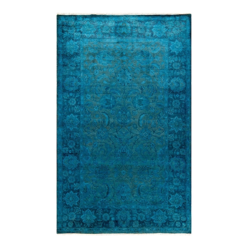 Fine Vibrance, One-of-a-Kind Hand-Knotted Area Rug - Blue, 4' 7" x 7' 6" - 4' 7" x 7' 6"