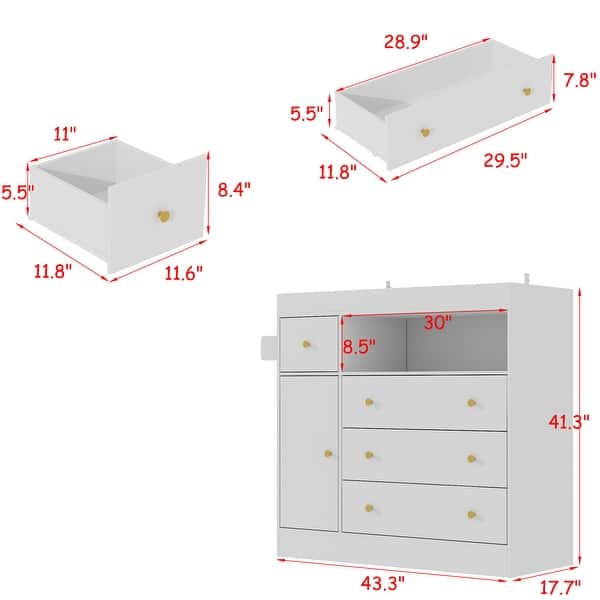 Adjustable Changing Table Dresser Diaper Changing Station with Hanger