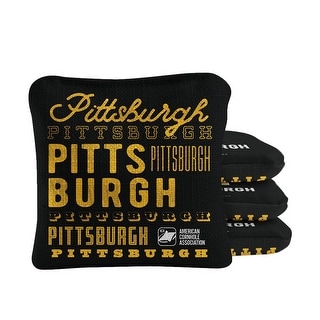 Pittsburgh Football Black Dual Sided Cornhole Bags