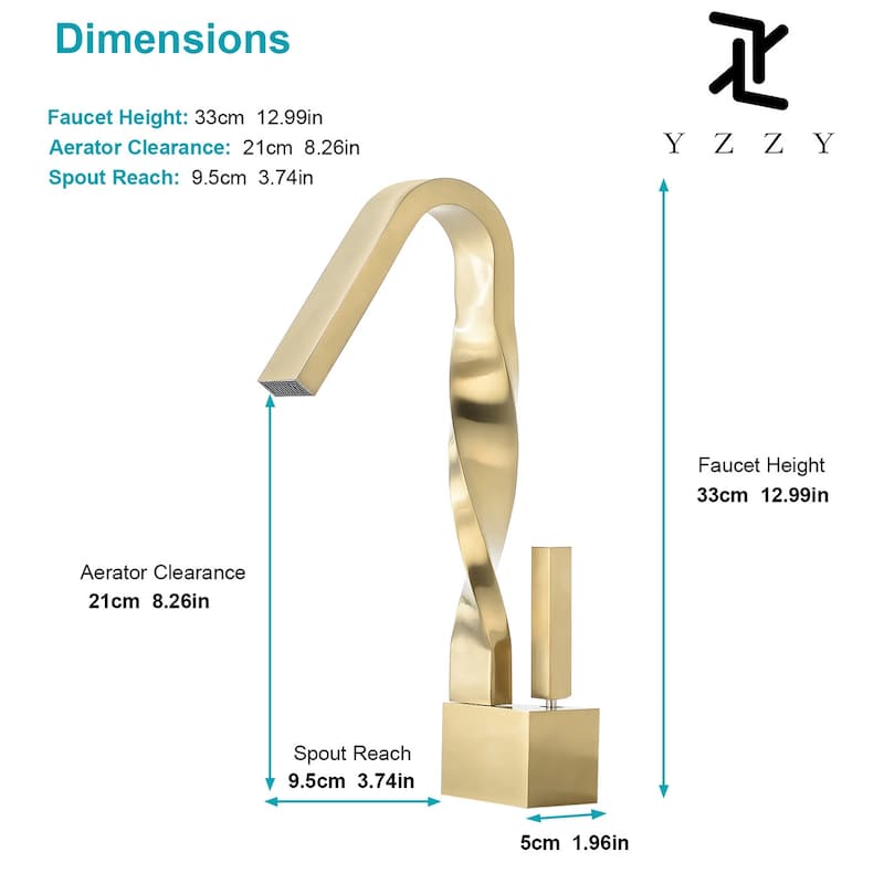 Brushed Gold Single Hole Deck Mounted Bathroom Sink Faucet