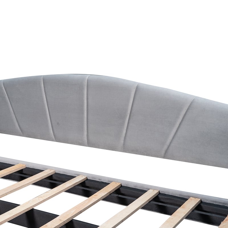 Grey Velvet Twin Daybed with Trundle