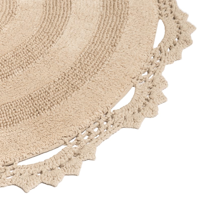 MH London Winchester Cotton Round Bathroom Rug - Soft Bath Mat
