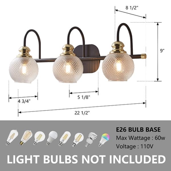 dimension image slide 2 of 8, ExBrite Modern Rose Gold 3/4-light Bathroom Dimmable Crystal Vanity Lights Wall Sconces