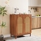 preview thumbnail 11 of 19, Set of 2 Rattan Sideboard, 59 Inch Buffet Cabinet with Doors, Accent Cabinet
