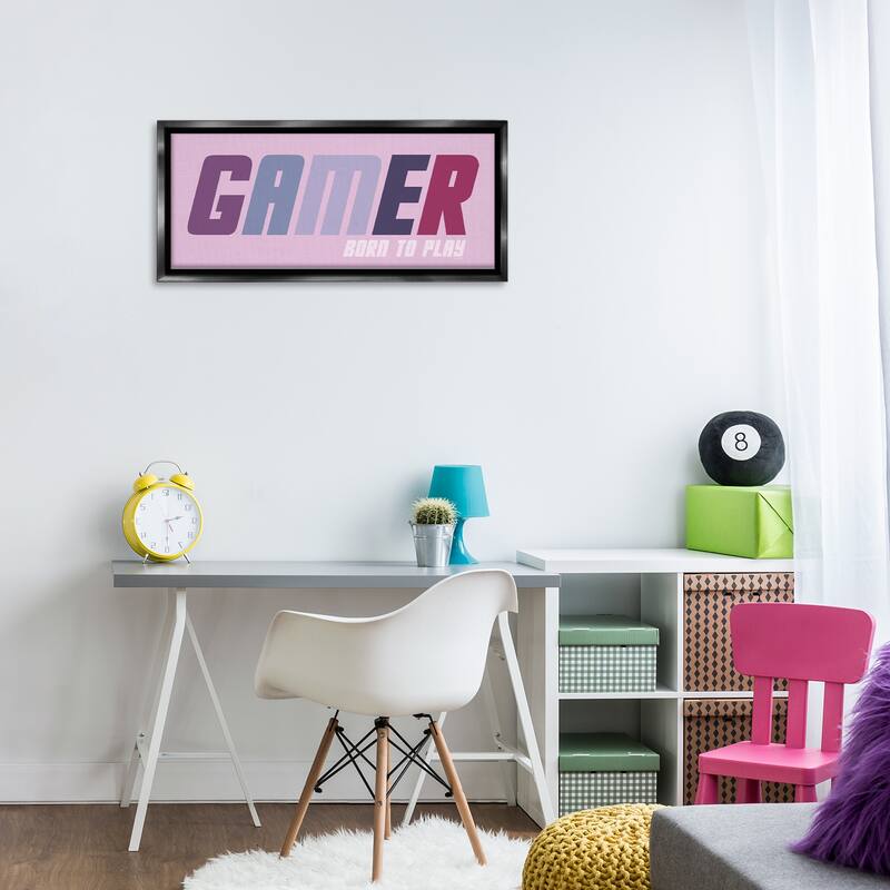 Stupell Gamer Born To Play Framed Floater Canvas Wall Art Design By Yass Naffas Designs