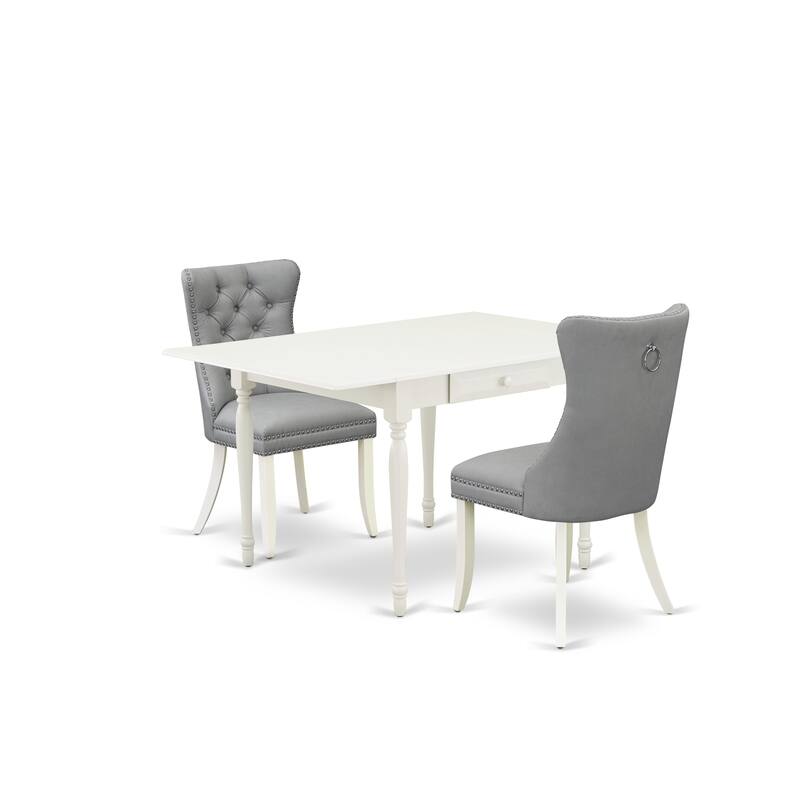 East West Furniture Dining Table Set Includes a Rectangle Kitchen Table and Parson Chairs, Linen White (Pieces Options)