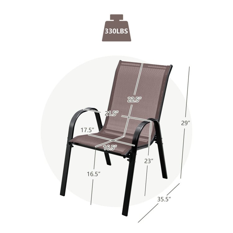 4 Pieces Stackable Patio Dining Chairs Set with Armrest - 29" x 21.5" x 35.5" (L x W x H)