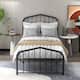 alazyhome Platform Metal Bed Frame with Headboard, Iron Slat Support - Black - Twin