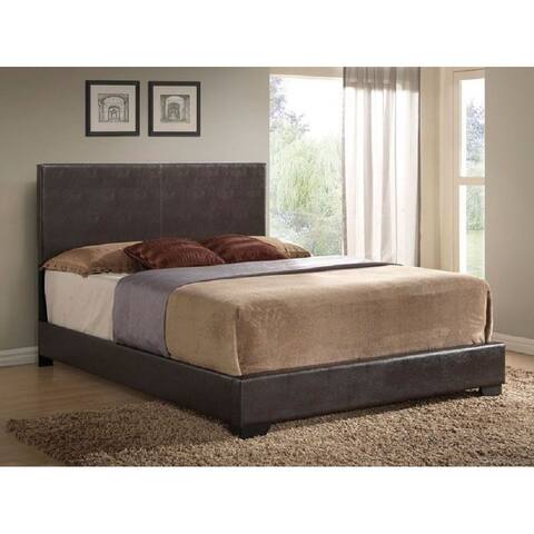 86" x 79" Modern Ireland Eastern King Bed with Slats, Wood Frame & Leg, Black PU