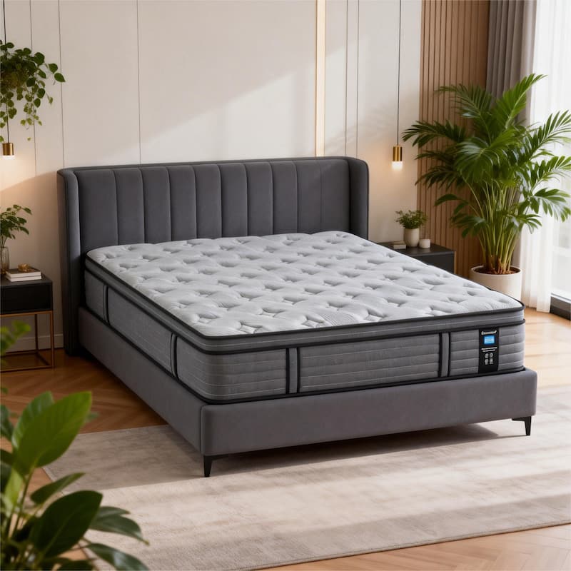 Luxury 14" Cooling-Gel Hybrid Mattress, Euro Top, CertiPUR-US Certified, Medium Firm for Back Pain, Motion Isolation, in a Box