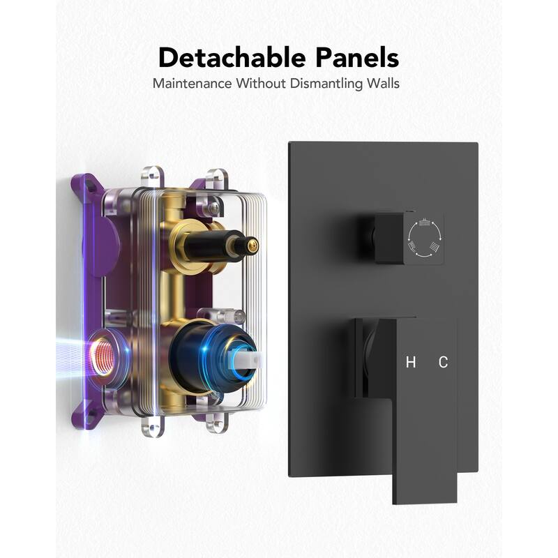10" High-Pressure Balanced Rainfall Shower System with Handheld Spray & 6 Body Jets