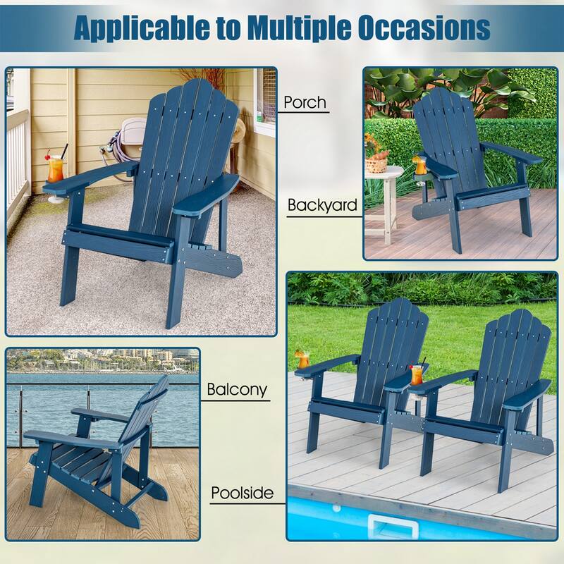Costway Adirondack Chair HIPS Adirondack Chair with Cup Holder & - See Details