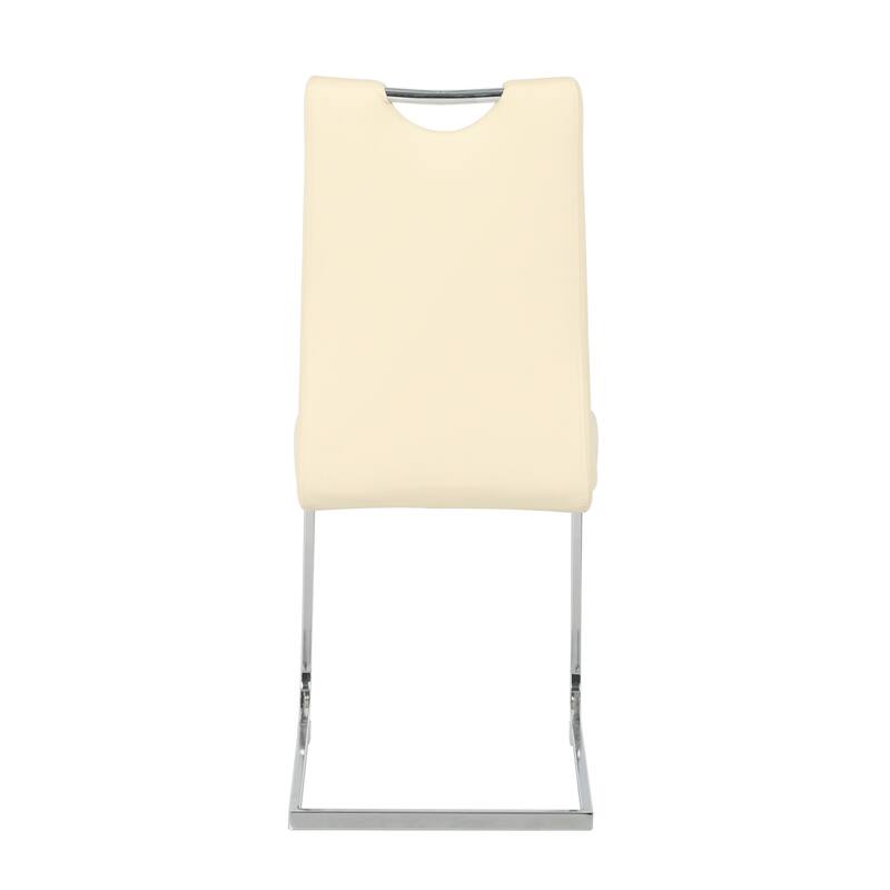 Modern PU Dining Chair Living Room Chair Upholstered Chair, Electroplated Metal Chair Leg Design, Kitchen (Set Of 2)