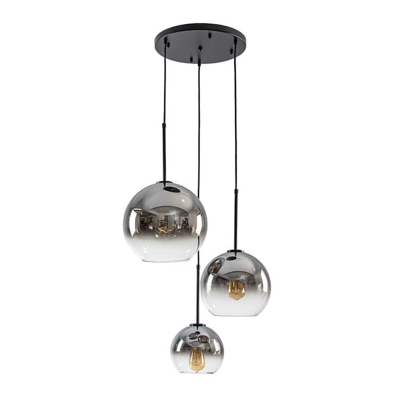 3-Light Round Polished Glass Globe Bubble Pendant Light