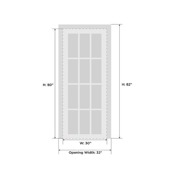 dimension image slide 5 of 22, Interior Solid French Door / Mela 0755 Painted White / Single Regular Panel Frame Handle / Bathroom Bedroom Modern Doors