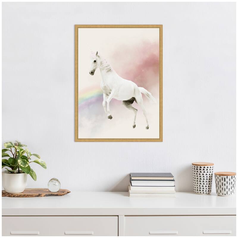 Kate and Laurel Sylvie Cute Unicorn Framed Canvas by July Art Prints