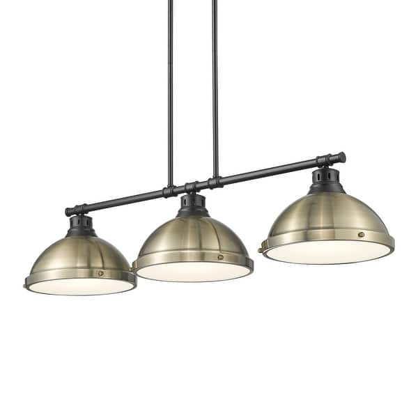 slide 2 of 3, Yep by Golden Lighting Duncan 3-light Island Light in Matte Black and Aged Brass shade